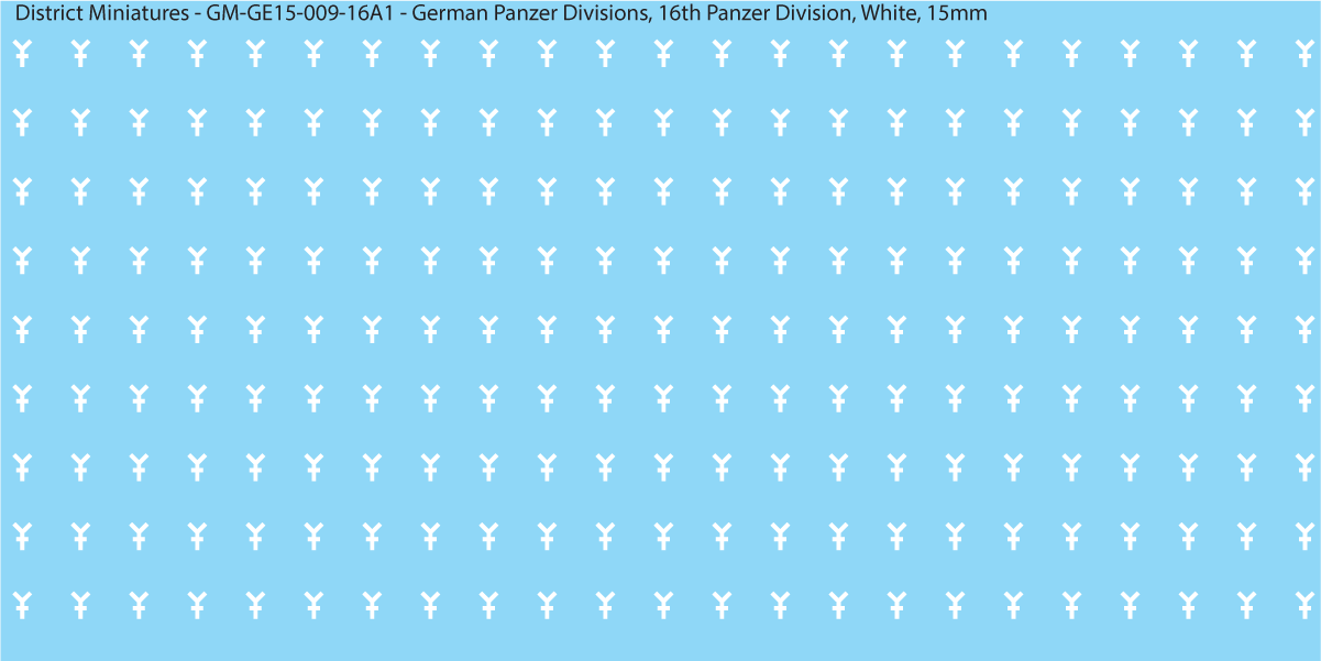 WW2 German Wehrmacht Panzer Divisions, 15mm Decals