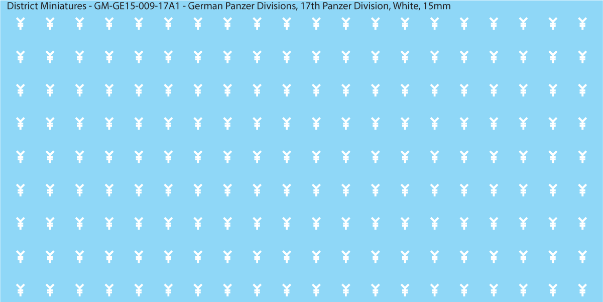 WW2 German Wehrmacht Panzer Divisions, 15mm Decals