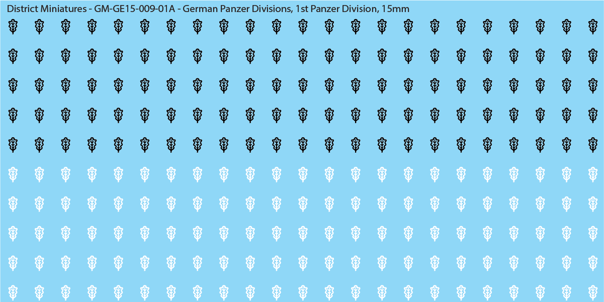 WW2 German Wehrmacht Panzer Divisions, 15mm Decals