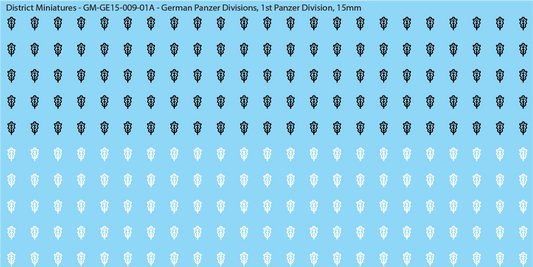 WW2 German Wehrmacht Panzer Divisions, 15mm Decals