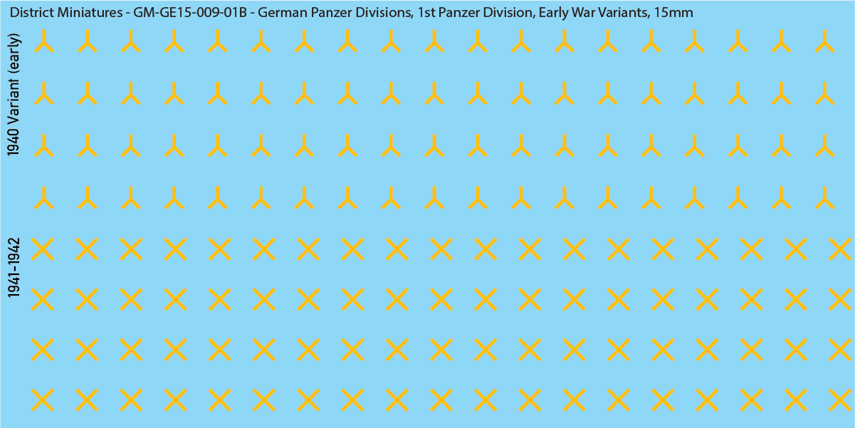 WW2 German Wehrmacht Panzer Divisions, 15mm Decals