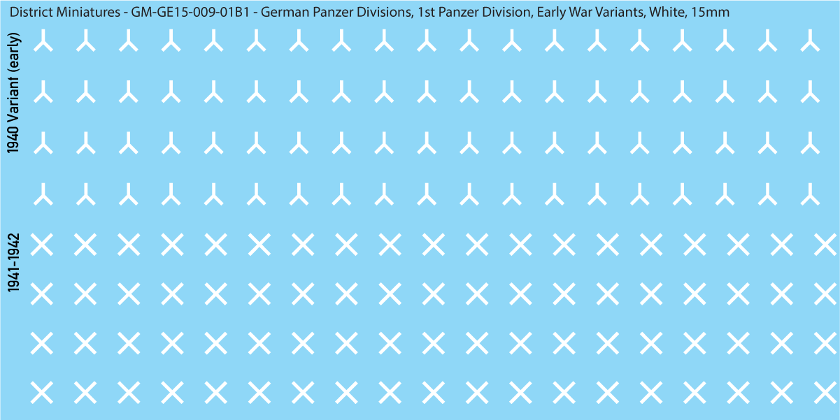 WW2 German Wehrmacht Panzer Divisions, 15mm Decals