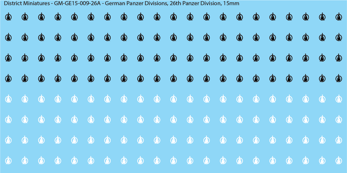 WW2 German Wehrmacht Panzer Divisions, 15mm Decals
