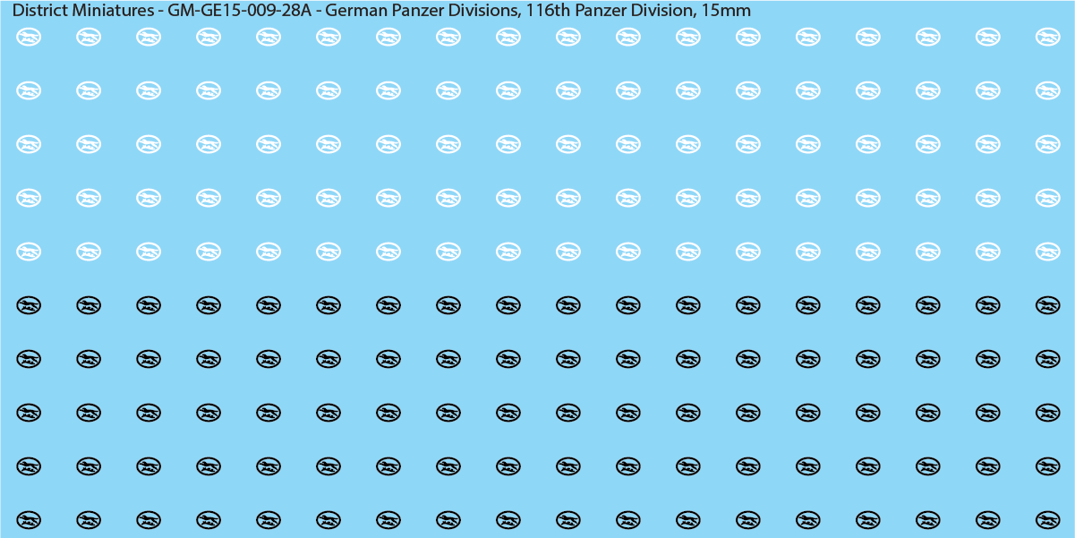 WW2 German Wehrmacht Panzer Divisions, 15mm Decals