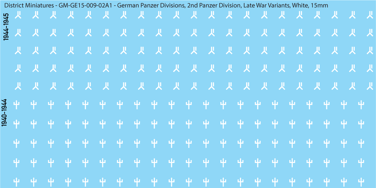 WW2 German Wehrmacht Panzer Divisions, 15mm Decals