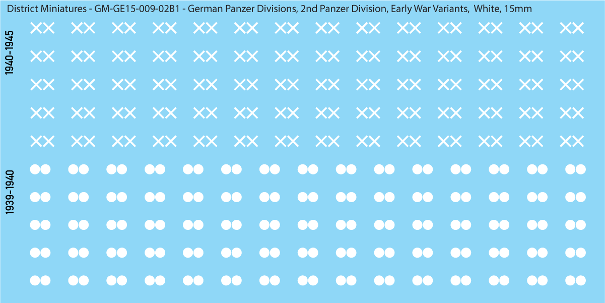 WW2 German Wehrmacht Panzer Divisions, 15mm Decals