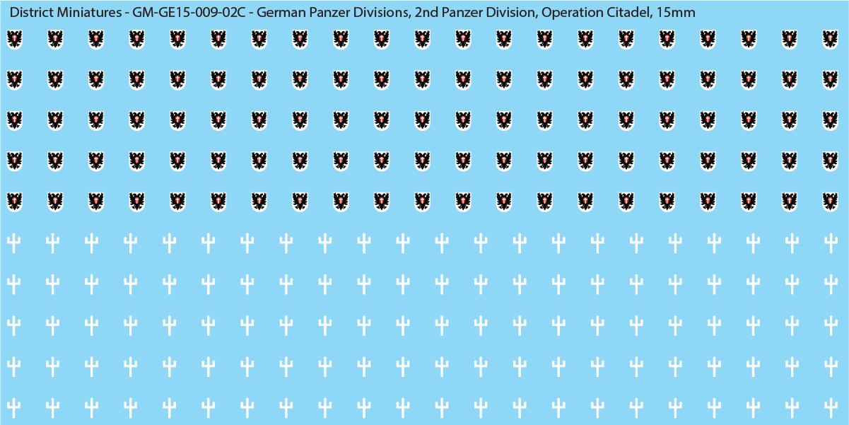 WW2 German Wehrmacht Panzer Divisions, 15mm Decals