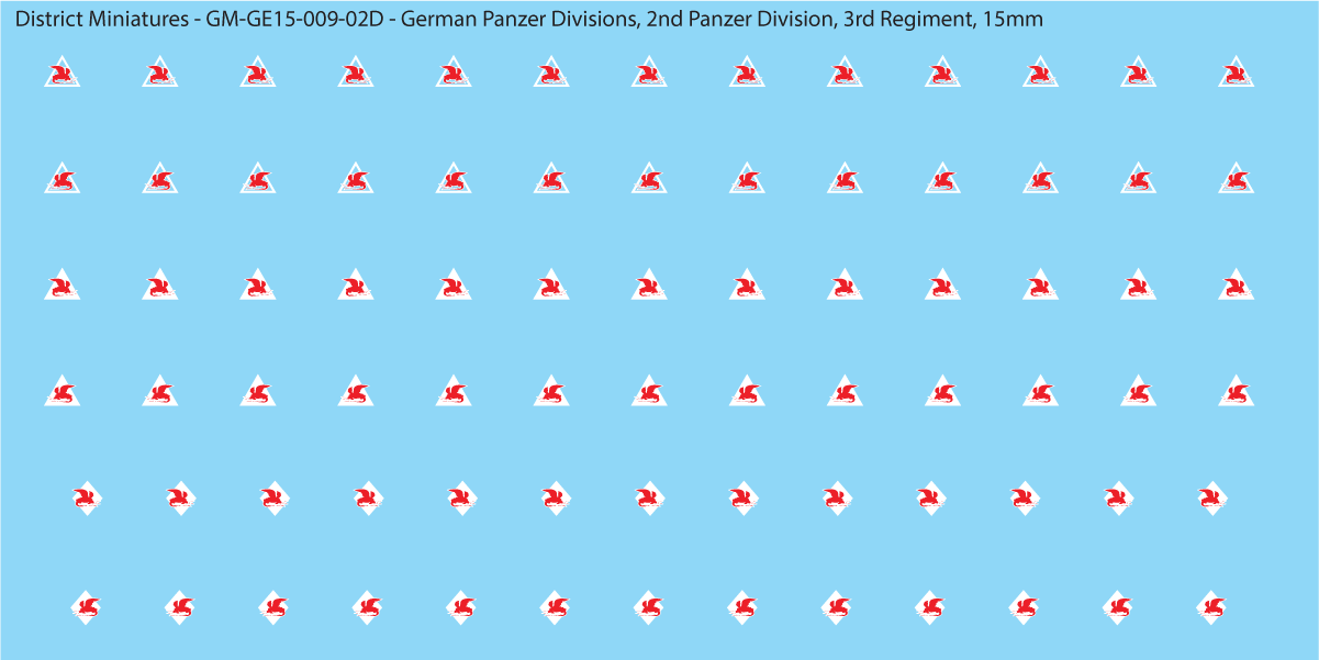 WW2 German Wehrmacht Panzer Divisions, 15mm Decals