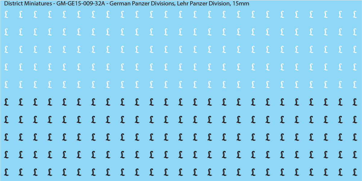 WW2 German Wehrmacht Panzer Divisions, 15mm Decals