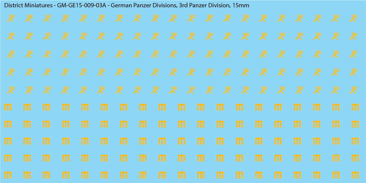 WW2 German Wehrmacht Panzer Divisions, 15mm Decals