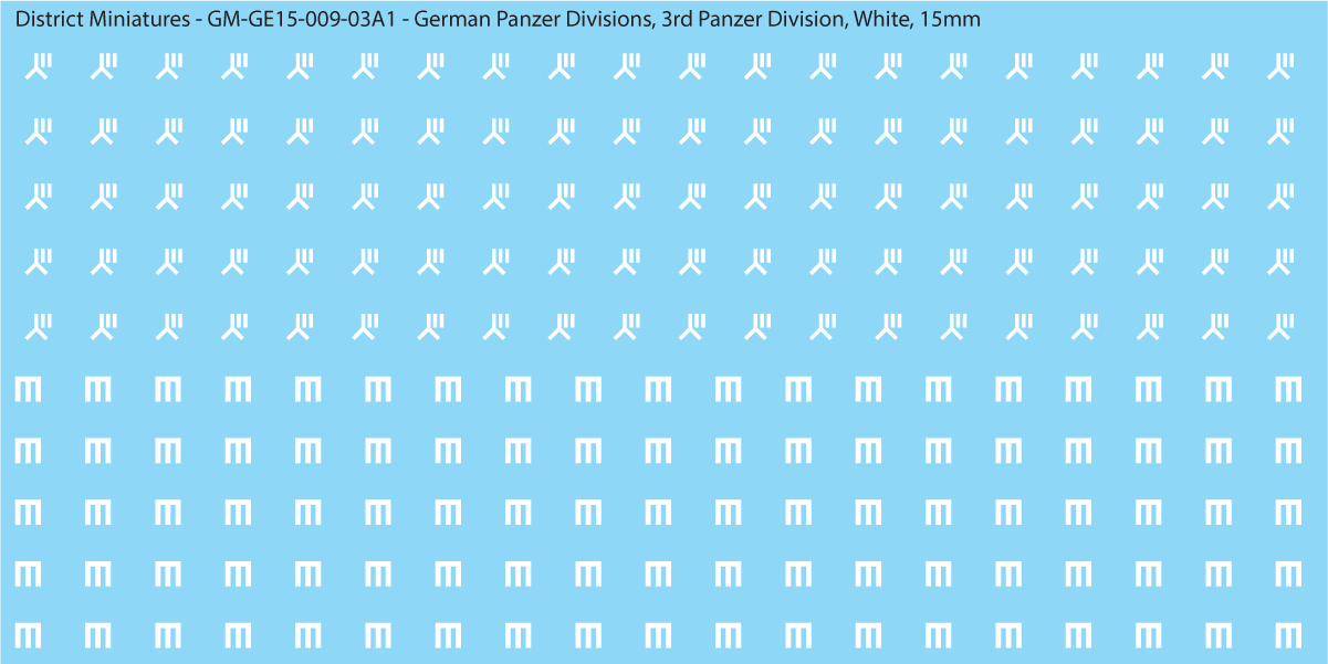 WW2 German Wehrmacht Panzer Divisions, 15mm Decals