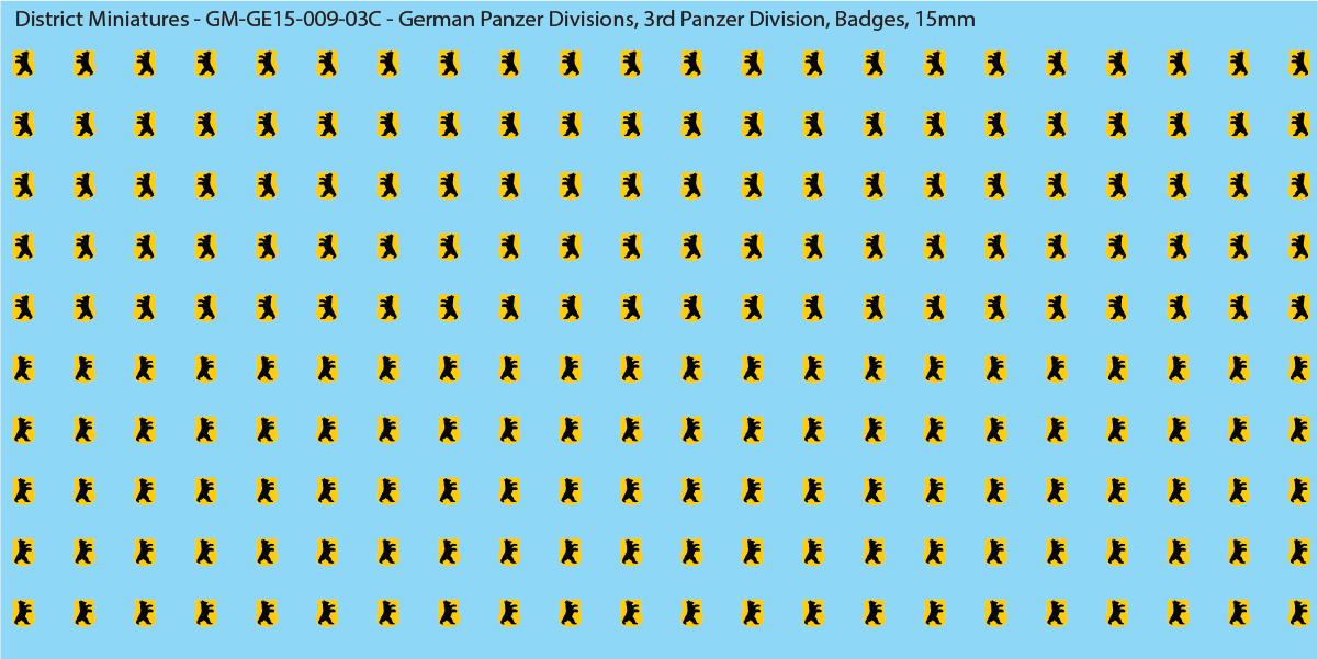 WW2 German Wehrmacht Panzer Divisions, 15mm Decals