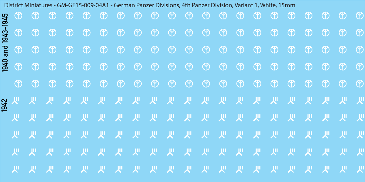 WW2 German Wehrmacht Panzer Divisions, 15mm Decals