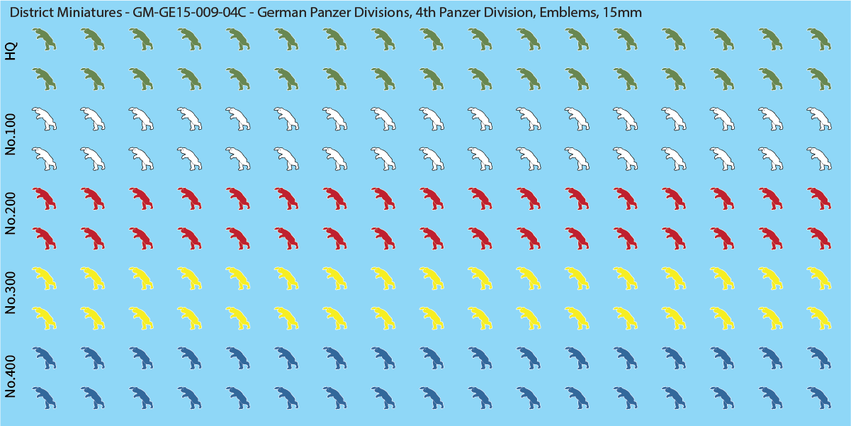 WW2 German Wehrmacht Panzer Divisions, 15mm Decals