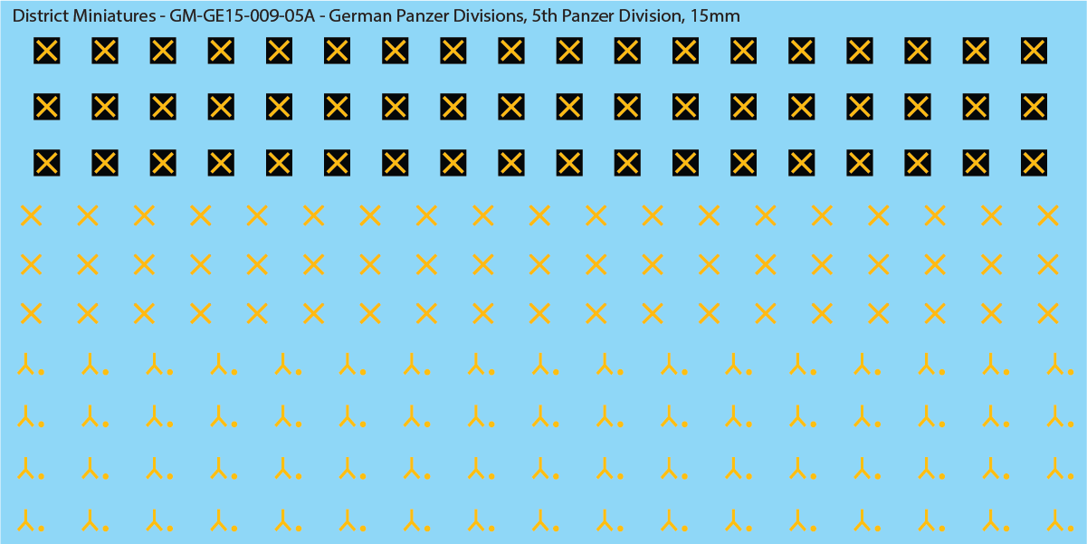 WW2 German Wehrmacht Panzer Divisions, 15mm Decals