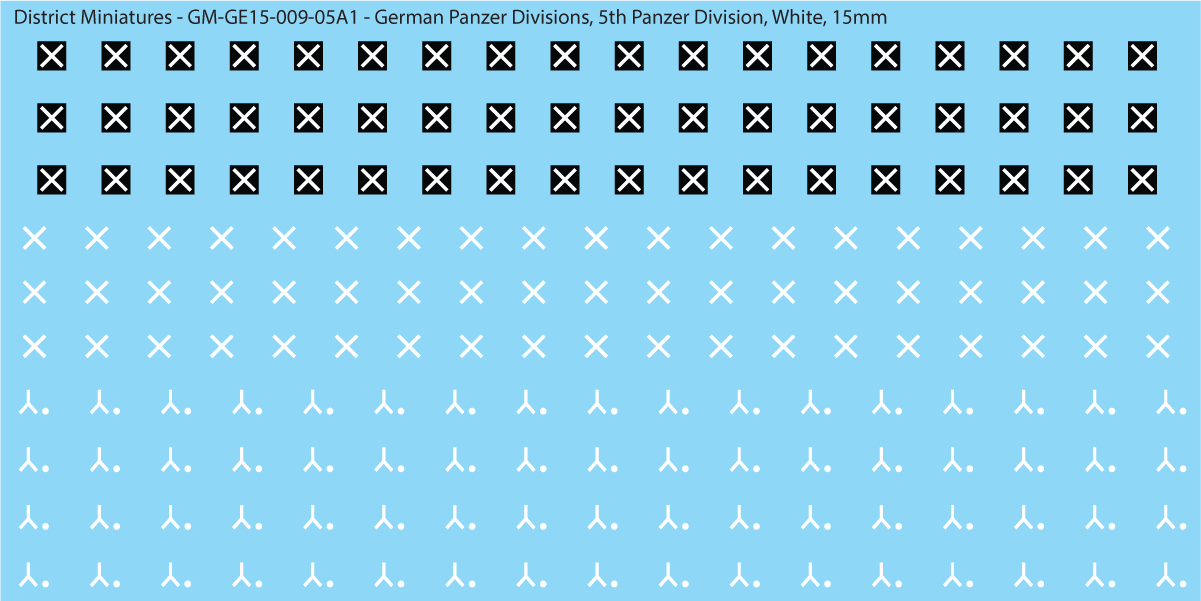 WW2 German Wehrmacht Panzer Divisions, 15mm Decals