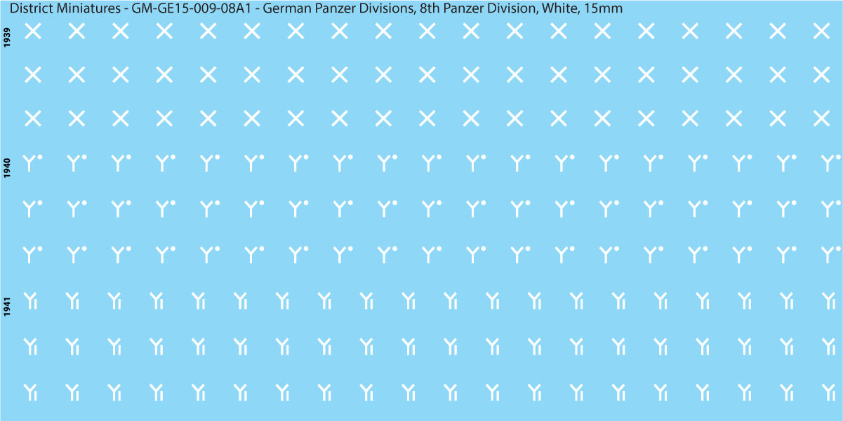 WW2 German Wehrmacht Panzer Divisions, 15mm Decals