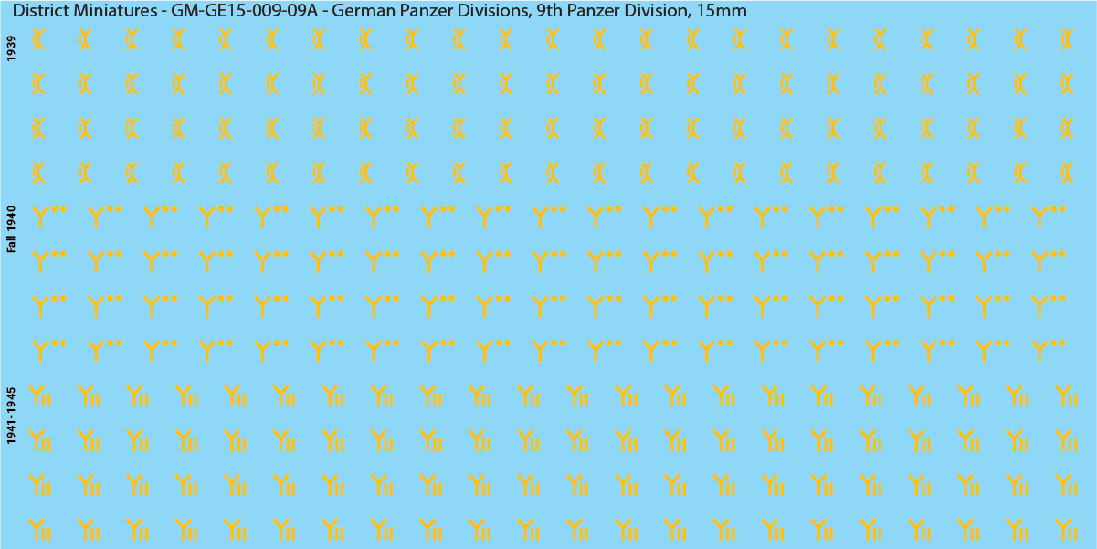 WW2 German Wehrmacht Panzer Divisions, 15mm Decals