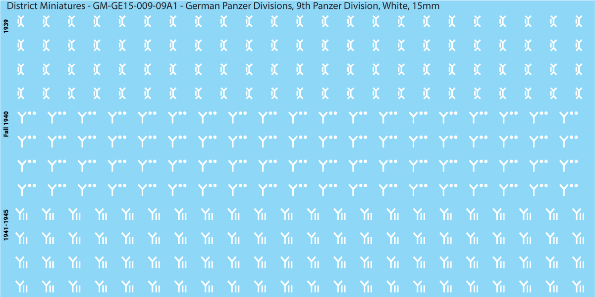 WW2 German Wehrmacht Panzer Divisions, 15mm Decals