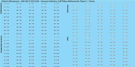 WW2 German - German Infantry Cuff Titles (Multiple Options), 15mm Decals