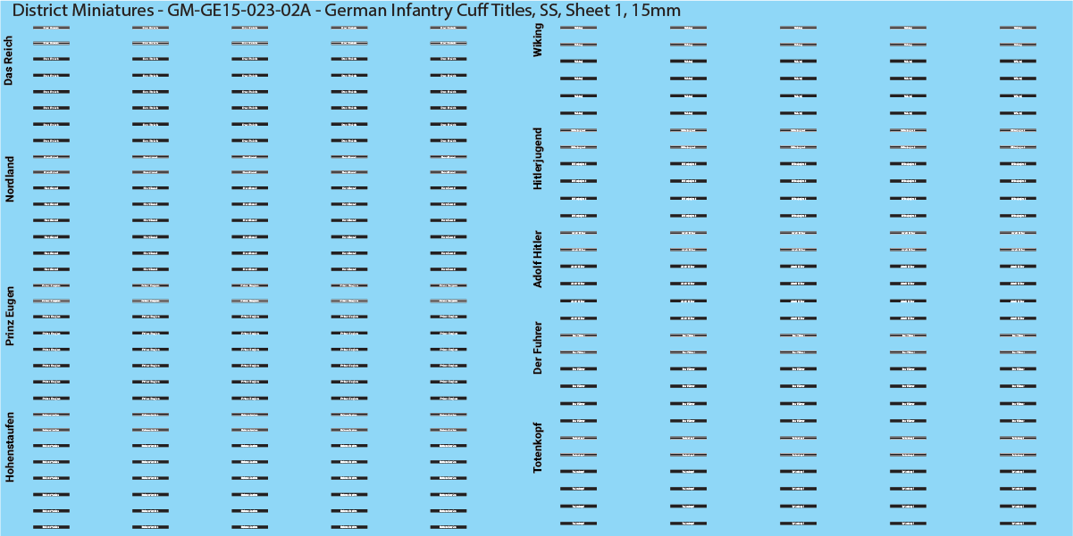 WW2 German - German Infantry Cuff Titles (Multiple Options), 15mm Decals