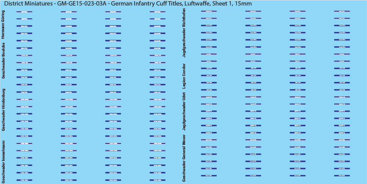 WW2 German - German Infantry Cuff Titles (Multiple Options), 15mm Decals
