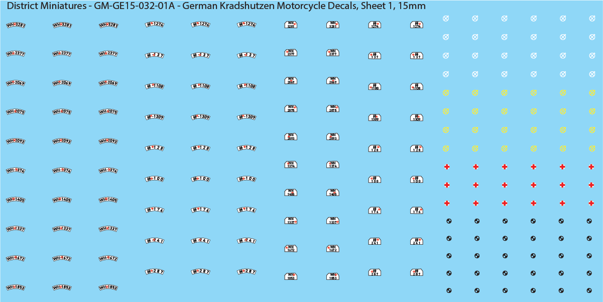 WW2 German - German Kradshutzen Motorcycle Decal, 15mm Decals