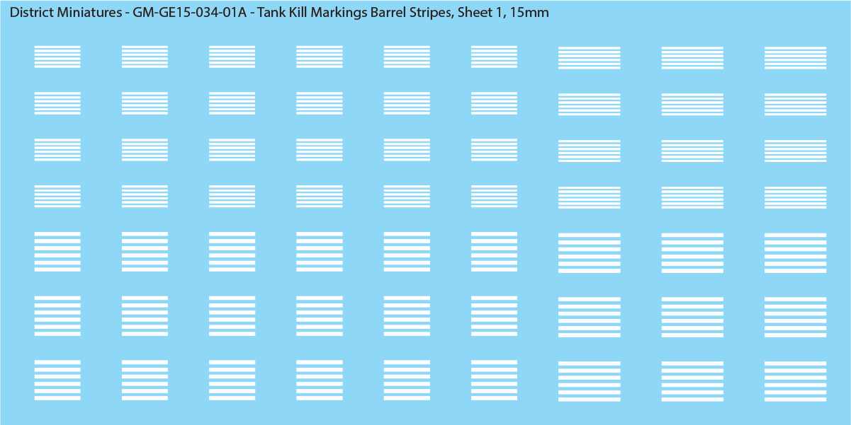 Tank Kill Markings Barrel Stripes , 15mm Decals