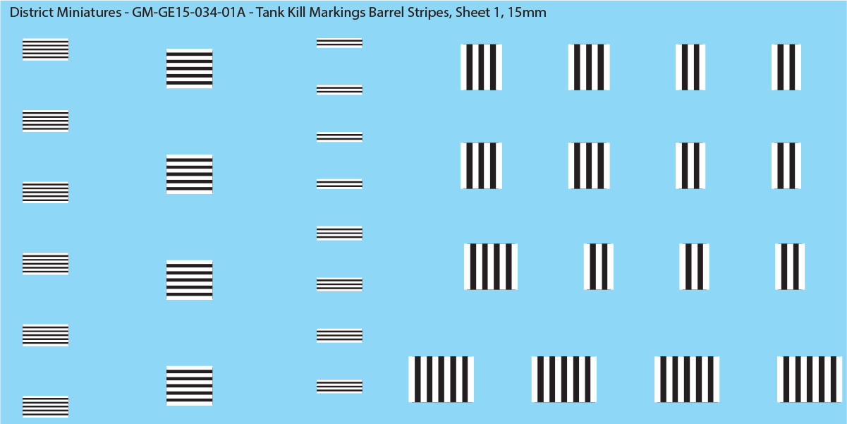 Tank Kill Markings Barrel Stripes (Multiple Options), 15mm Decals