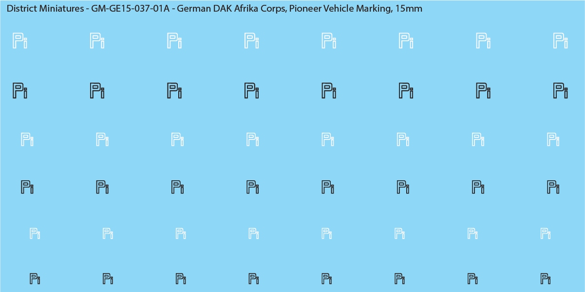 WW2 German DAK Afrika Corps, Pioneer Vehicle Markings, 15mm Decals