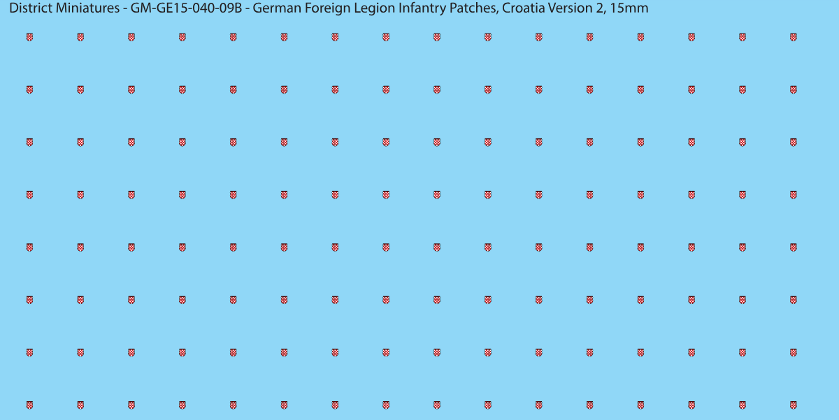 Croatia Version 2 - German Foreign Legion infantry patch, 15mm waterslide decal