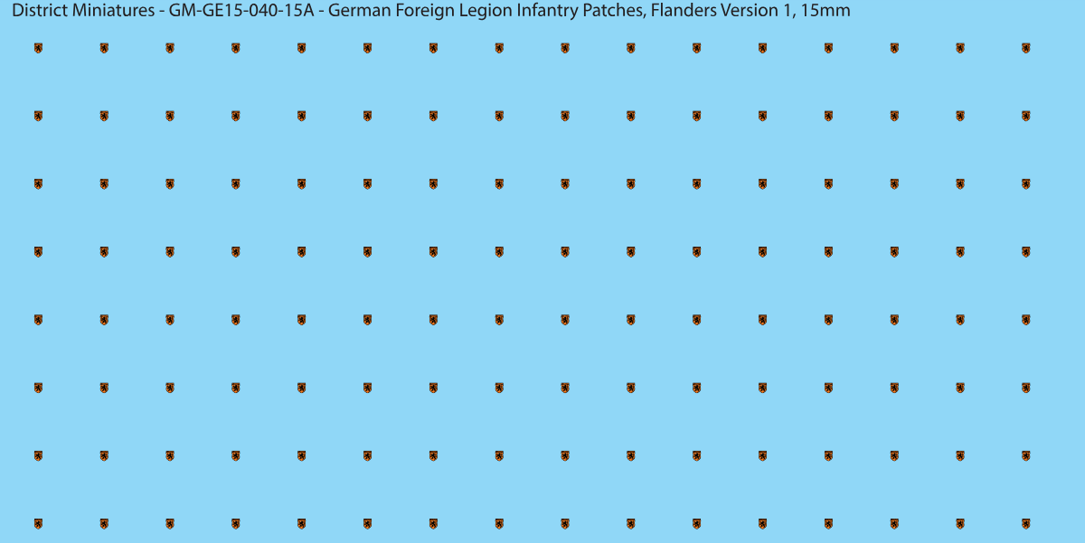 Flanders Version 1 - German Foreign Legion infantry patch, 15mm waterslide decal