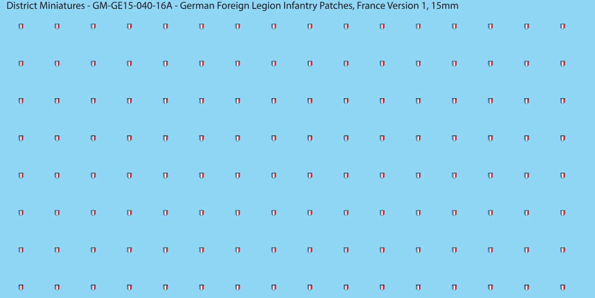 France Version 1 - German Foreign Legion infantry patch, 15mm waterslide decal
