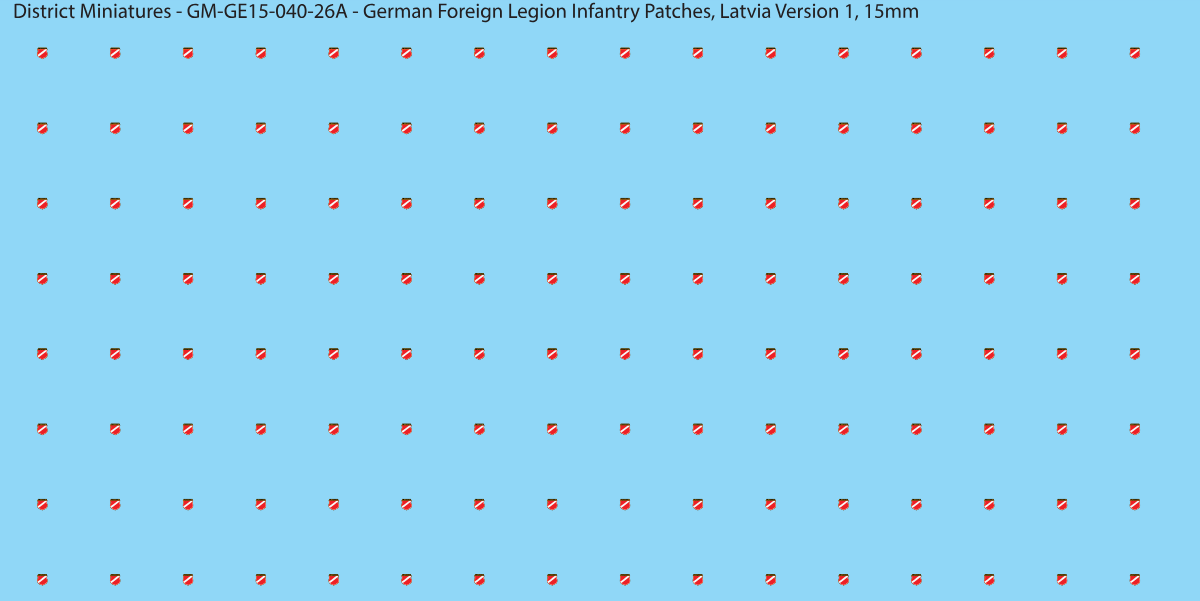 Latvia Version 1 - German Foreign Legion infantry patch, 15mm waterslide decal