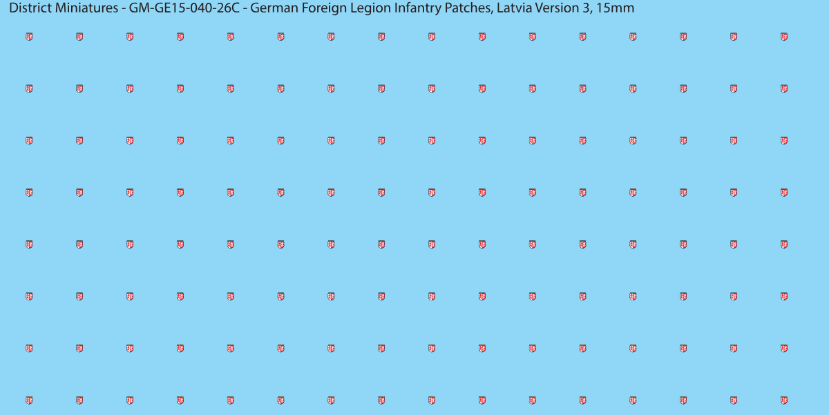 Latvia Version 3 - German Foreign Legion infantry patch, 15mm waterslide decal