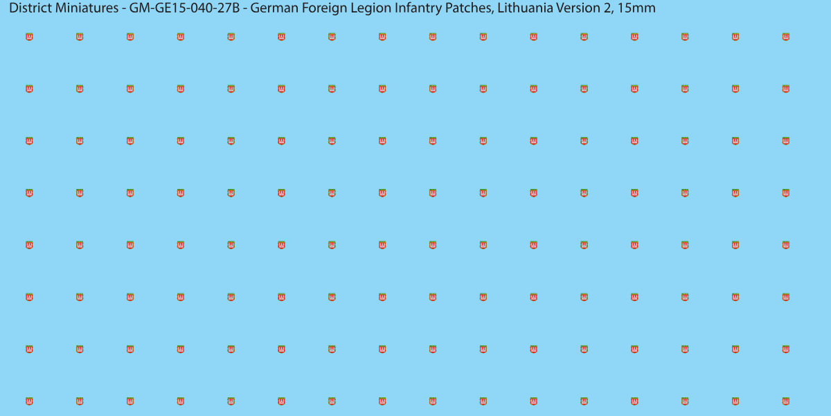 Lithuania Version 2 - German Foreign Legion infantry patch, 15mm waterslide decal