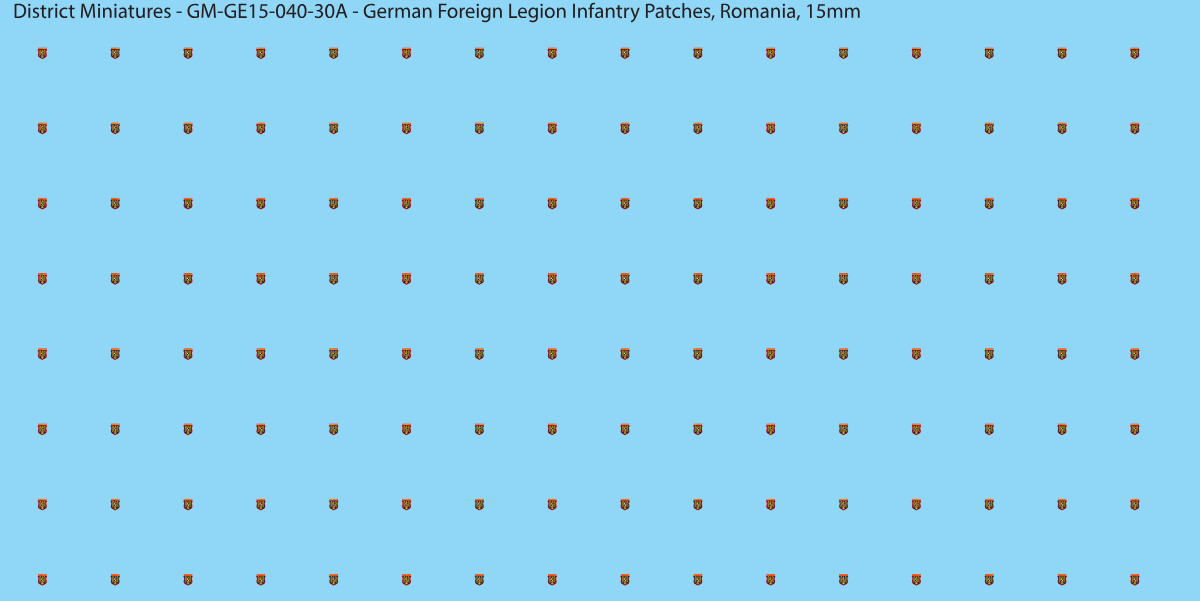 Romania - German Foreign Legion infantry patch, 15mm waterslide decal