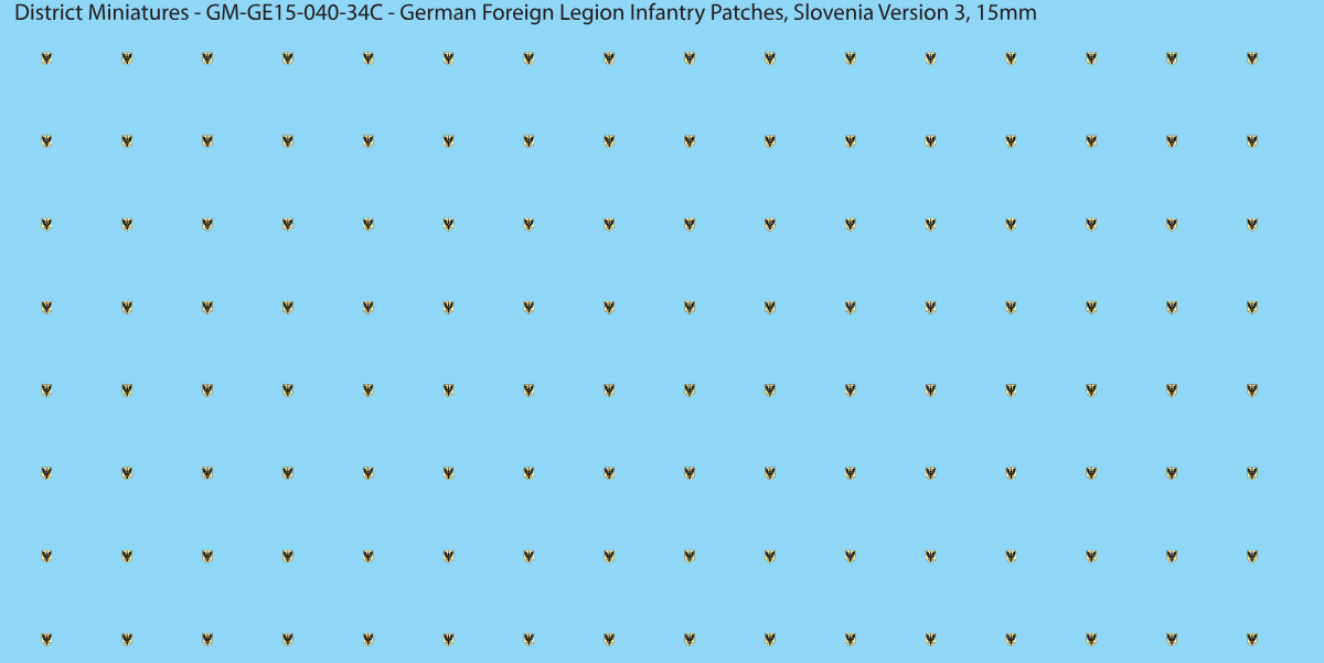 Slovenia Version 3 - German Foreign Legion infantry patch, 15mm waterslide decal