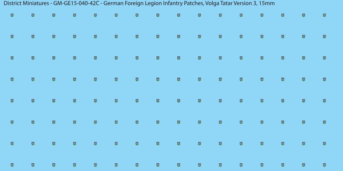 Volga Tatar Version 3 - German Foreign Legion infantry patch, 15mm waterslide decal