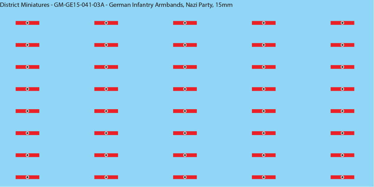 German Infantry Armbands, Nazi Party, 15mm
