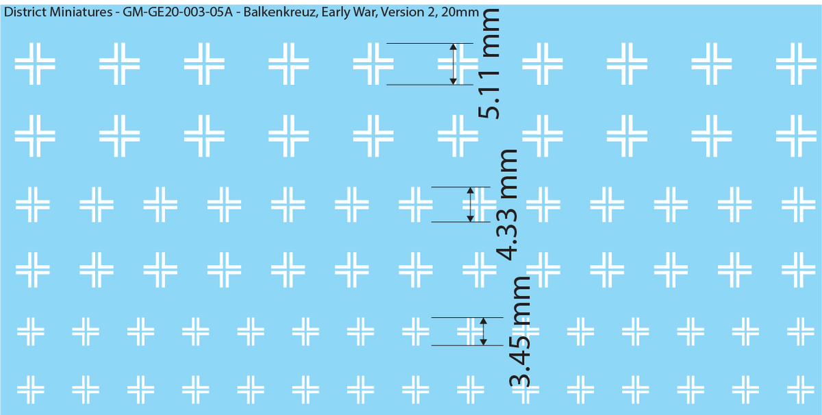 WW2 German Balkenkreuz, 20mm Decals