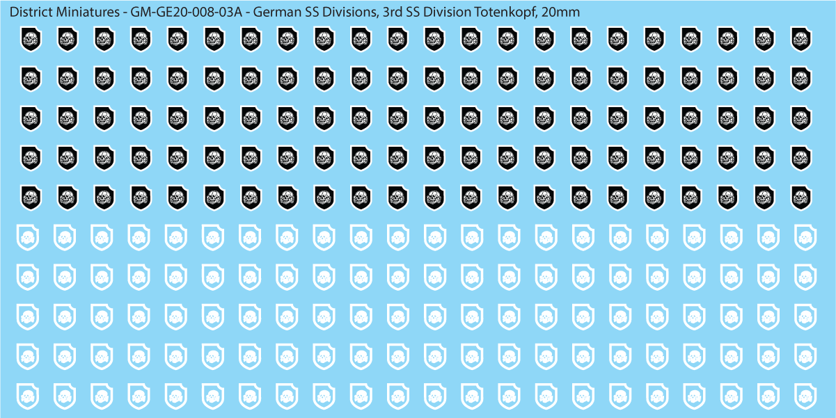WW2 German SS Divisions, 20mm Decals