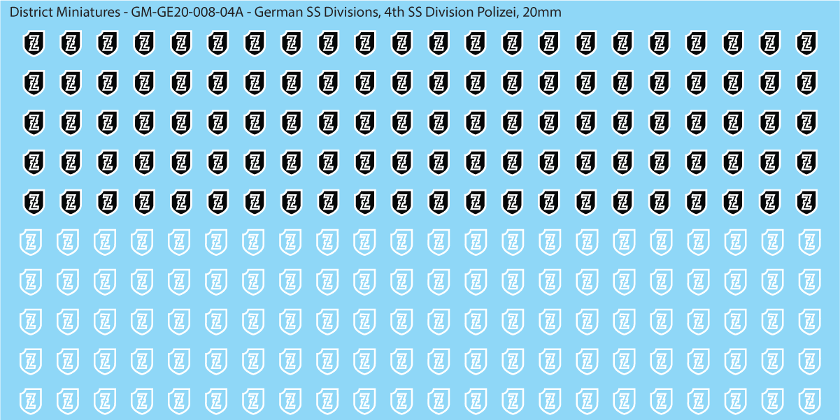 WW2 German SS Divisions, 20mm Decals