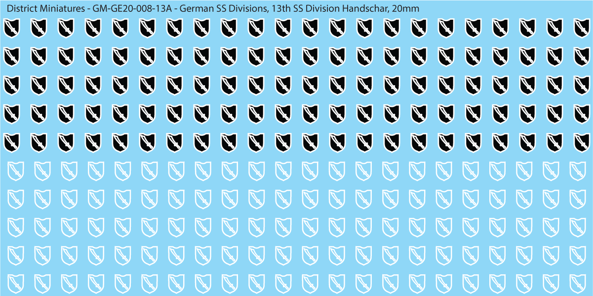 WW2 German SS Divisions, 20mm Decals