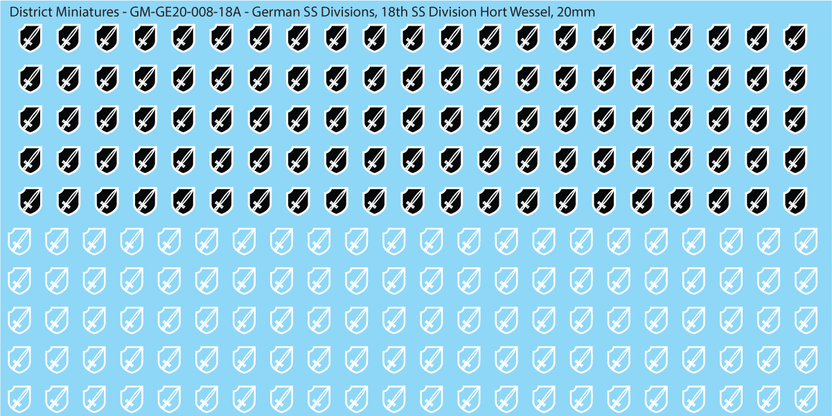 WW2 German SS Divisions, 20mm Decals