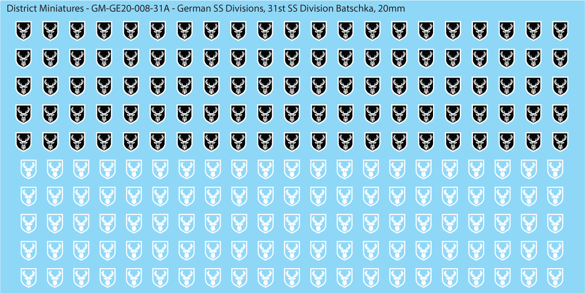 WW2 German SS Divisions, 20mm Decals