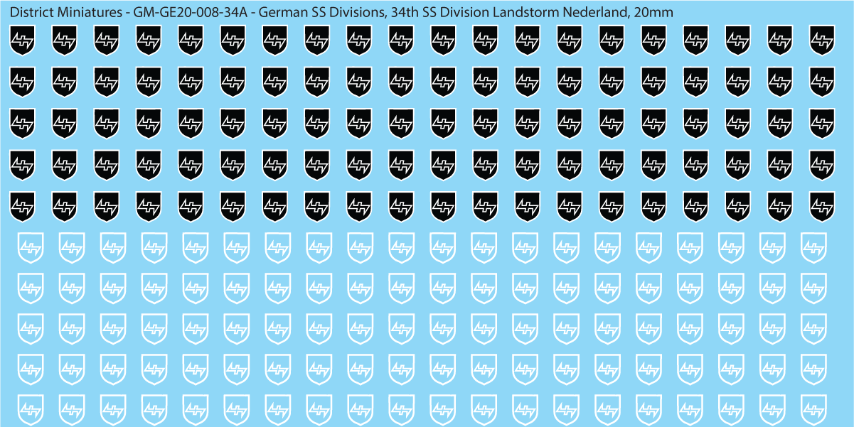 WW2 German SS Divisions, 20mm Decals