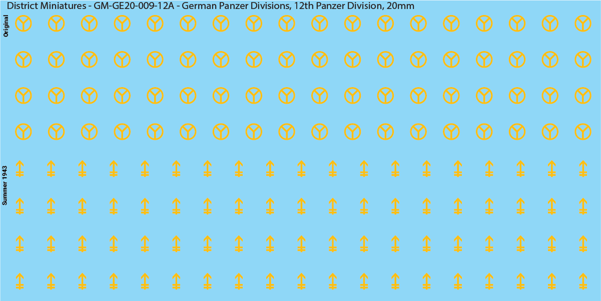 WW2 German Wehrmacht Panzer Divisions, 20mm Decals