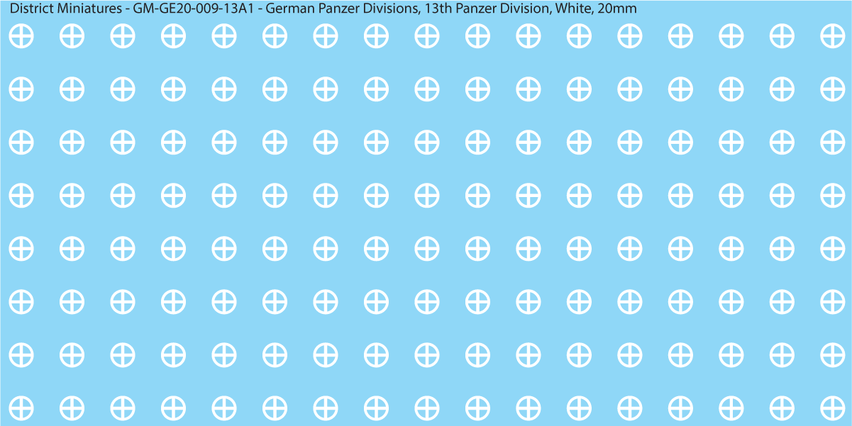 WW2 German Wehrmacht Panzer Divisions, 20mm Decals