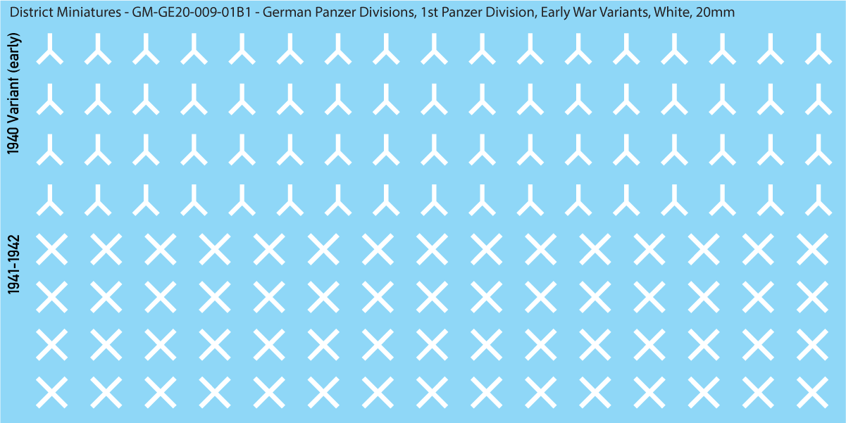 WW2 German Wehrmacht Panzer Divisions, 20mm Decals